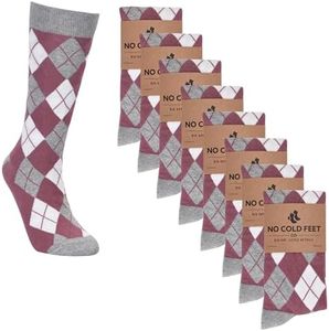 No Cold Feet Fun Colorful Novelty Socks for Men for Dress Casual Formal Groomsmen Wedding, Desert Rose Argyle, 8-Pack