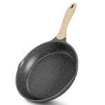 JEETEE 10 inch Nonstick Frying Pan Granite Stone Coating Cookware, Nonstick Omelette Skillet with Soft Touch Handle, All Stove Induction Compatible