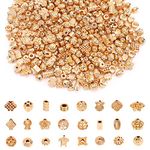 UPINS 300Pcs Gold Spacer Beads Metal Alloy Jewelry Beads with Random Styles for DIY Crafts Bracelet Necklace Jewelry Making Adults Crafts