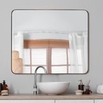 ANDY STAR Bronze Bathroom Mirror for Wall, 36X48” Bronze Wall Mirror for Vanity, Rounded Rectangle Mirror, Oil Rubbed Bronze Metal Modern Stainless Steel Frame Mirror Hang Vertically or Horizontally…