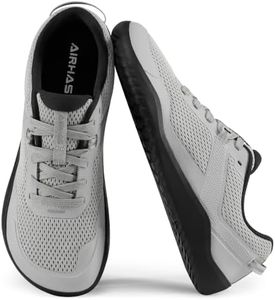 AIRHAS Mens Zero Drop Barefoot Shoes Anatomical Tox Box Sneakers for Men Gym Workout Cross Training Shoes(Light Grey,14.0)