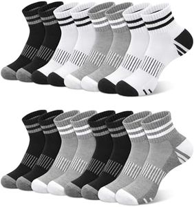 YSense 8 Pairs Crew Quarter Socks for Women Men, Breathable Cotton Athletic Compression Running Ankle Cushioned Moisture Wicking Gym Socks for Hiking Sports Work