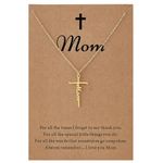 SANNYRA Happy Mother's Day Gifts - Mother and Faith Cross Necklace for Women - Inspirational Believe Hope Warrior Trust Free Pendant Necklace, Stainless Steel, No Gemstone