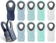 Cook with Color 10 Pc Bag Clips with Magnet, Food Clips, Chip Clips, Bag Clips for Food Storage with Air Tight Seal Grip, Snack Bags and Food Bags (Ombre Blue, Shades of Blue, Green and White)