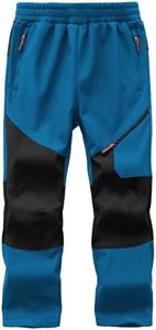 Buyboxs Youth Insulated Snowboard Pants Waterproof Winter Ski Pants Fleece Lined Windproof Softshell For Outdoor Skiing, Hiking, Elastic Waistband Blue+Black-M