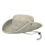 TOSKATOK® UPF 50+ Unisex Safari Outback Australian Style Cotton Bush Hat with Wide Brim, Detachable Chin Strap, Side Press Studs and Air Vents-Stone-58