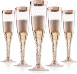 Rose Gold Plastic Champagne Flutes 