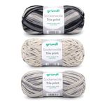 Gründl Sock Wool Trio Knitting Set of 3 x 100 g Sock Yarn (75% Virgin Wool (Superwash), 25% Polyamide) + Instructions (English Language not Guaranteed), Grey Beige
