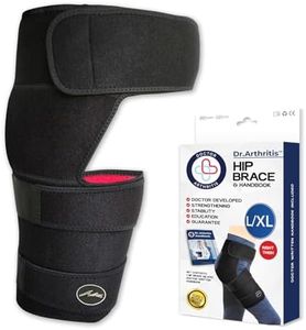 Doctor Developed Strengthening & Stabilizing Hip Brace for Men & Women - Hip Brace for Sciatica Pain Relief - Compression Wrap for Hip Pain - Hip Support Brace - Thigh Supports With Medical Handbook (L/XL - Black, Right)