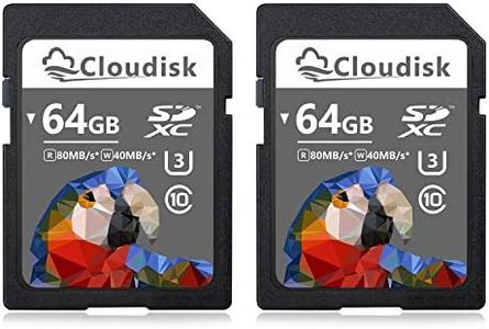 Cloudisk Pack of 2 SD Card 64GB SDXC UHS-I Memory Card, C10, U3, V30, 4K UHD, SD Card (64 GB)