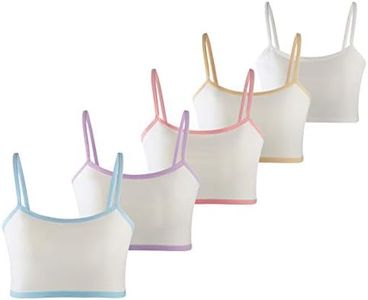 MANJIAMEI Lot de 5 Soutiens-Gorge d'entraînement pour Filles de 12 à 14 Ans avec Camisole en Coton, Haut Court, Soutiens-Gorge de Sport pour Enfants