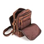 BAIGIO Leather Bag for Men Cross Body Bag Vintage Small Ipad Messenger Bag Side Satchel for Men Business Bag Casual Hangbag Sling Bag for Work Travel Daily, Brown