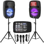Pyle PA Speaker DJ Mixer Bundle - P