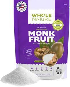 Whole Nature Monk Fruit Sweetener 1:1 Baking Sugar Substitute Made in the USA – Granulated Blend With Erythritol – Zero Calorie – Keto – Paleo – Non-GMO – Kosher - Natural Alternative – 1lb Pouch