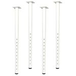 QLLY Adjustable Round Desk Leg, 24-40 inch, 60-100cm, Home Office DIY Metal Table Leg, Furniture Leg Set (4, White)