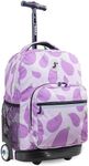 J World Sunrise Kids Rolling Backpack for Girls Boys. Roller Bookbag with Wheels for School, Mr. Eggplant, 18", Sunrise Kids Rolling Backpack for Girls Boys Teen. Roller Bookbag with Wheels