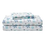 Eddie Bauer - Queen Sheet Set, Warm Breathable Cotton Flannel Bedding with Deep Pockets, Brushed for Extra Softness, Cozy Home Decor, Oeko-Tex Certified (Tossed Snowflake, Queen)