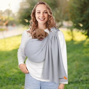 Dog Sling Carrier for Small Dogs,Carrying Wrap Anti-Anxiety Cat Sling,Adjustable Pet Sling(Light Gray)