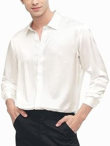 LilySilk Silk Mens Shirt Versatile 100% Charmeuse Silk Button Down Shirt with Long Sleeves for Formal Casual Natural White M