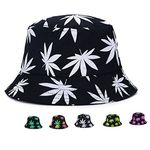 Weed Bucket Hat Marijuana Unisex | Sun UV Cannabis Leaf Hats Foldable - - One Size