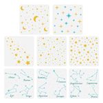 FINGERINSPIRE 8PCS Moon Twinkle Stars Painting Stencil 11.8x11.8" Zodiac Constellation Drawing Stencil Decorative Fantasy Theme Stencil for Painting on Wall Wood Floor Tile Canvas Fabric Furniture