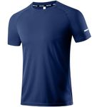 Workout Shirts for Men - Activewear Tops Gym Shirts Dry Fit Mesh Moisture Wicking Running Fitness Short Sleeve Sports Athletic T-Shirt Tops Navy L