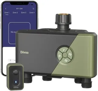 Diivoo 4 Outlets WiFi Water Timer, Sprinkler/Hose/Tap Timer Compatible with Alexa, 24 Preset Irrigation Plans, Rain Delay, and 2 Watering Modes Tailored for Lawns and Yards