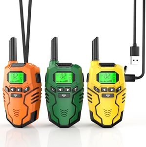Inspireyes Walkie Talkies for Kids Rechargeable, Easter Basket Essentials Stuffers, Long Range 2 Way Radio, Outdoor Camping Games Toy Birthday Xmas Gift for Boys Age 8-12 3-5, 3 Pack