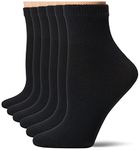 Hanes womens Ultimate Comfort Toe Seamed Ankle Socks Pack Of 6, Black - 6 Pack, 5-9