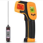 Infrared Thermometer Non-Contact Digital Laser Temperature Gun -26°F~1022°F (-32°C～550°C) for Cooking/Pizza/BBQ/Fridge/Oven - Meat Thermometer Included (Not for Human)