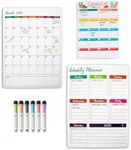 Magnetic Calendar for Fridge Set of 3 13”x17” Vertical Magnetic Fridge Calendar Dry Erase, Weekly Planner Magnetic Fridge to-do List Family Calendar for Fridge with 6 Dry Erase Pens by Mommy Marvel