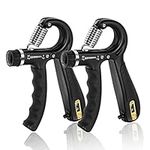 STERK Hand Grip Strengthener, Grip Strength Trainer, Hand Gripper with Counter, Adjustable Resistance 11-132Lbs (5-60kg), Non-Slip Gripper for Muscle Building and Hand Injury Recovery (2 Pack)