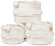 NaturalCozy 3-Piece Decorative Storage Basket Set – Cotton Rope Woven Baskets for Organizing! Small Basket for Nursery Baby Stuff, Gift Basket, Montessori, Cat/Dog Toy Bin, Bathroom Shelves