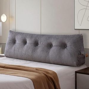 SLIGUY Coussin de Lecture Compensé, Gros Coussin Canapé Triangulaire Support Lombaire Gros Oreiller Cale Dos Tête de lit Repos Oreiller Dossier de Soutien Lombaire pour Adultes(140 x 50 x 20cm,Grey)