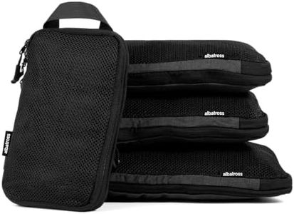 Albatross Compression Packing Cubes | Packing Cubes for Suitcases and Backpacks | Made from Recycled Fabric (Compression Set of 4 - Black)