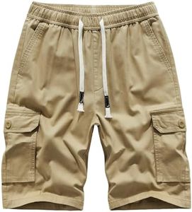 Msmsse Men's Summer Outdoor Shorts Cargo Relaxed Fit Casual Shorts for Hiking,Golf,Travel Khaki US 34