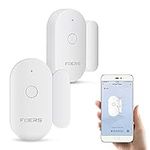 Fuers WiFi Door Window Alarm Sensor with Magnetic Sensor, 2 Packs Smart Wireless Door Window Contact Opening Security Alarm, Burglar Alarm Works with Tuya App, Push Notification for Home/Garage