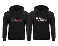 Soul and Mate Couples Gifts, Husband Valentine Gifts from Wife, King and Queen Hoodies - Black - Charcoal Men Large - Women Small