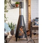 Chiminea Outdoor Fireplace for Patio, 63 inch Tall Wood Burning Fire Pits for Outside, Outdoor Chimineas Wood Burning Fireplace, Patio Metal Rocket Fireplaces, Backyard Outdoor Fire Pits