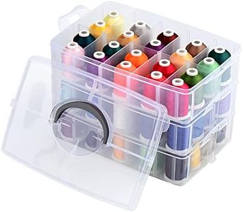 Simthread Machine Embroidery Thread Polyester 63 Colors with Plastic Storage Box for Embroidery,Sewing Machines