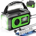 12000mAh Emergency Weather Radio,AM/FM/NOAA Portable Weather Radio with Flashlight,Hand Crank Radio with 2 Solar Panels 3 Charging Methods SOS for Survival,Reading Lamp,Compass for Outdoor Camping