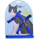 PetVogue Basic Full Body Cat Harness with Leash Set for Walking | Escape Proof | Adjustable & Durable for Cats Adjustable Soft Sturdy Escape Proof Kitten Vest Harness and Leash with Reflective Strip for Large Medium Small Cat (Blue)