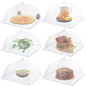 Simply Genius (6 Pack) Large and Tall 17x17 Pop-Up Mesh Food Covers Tent Umbrella for Outdoors, Screen Tents Protectors for Bugs, Parties Picnics, BBQs, Reusable and Collapsible