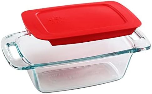 Pyrex Easy Grab Loaf Dish with Red Plastic Cover, 1.5qt/1.4 Litre Capacity