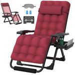 ZENPETIO 29In XL Zero Gravity Chair w/Cushion, Zero Gravity Recliner Lounge Chair for Indoor and Outdoor, Reclining Camping Chair for Lawn, Anti Gravity Chair with Cup Holder and Footrest, 440LBS