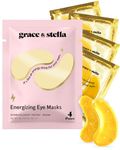 grace & stella Award Winning Under Eye Mask - Reduce Dark Circles, Puffy Eyes, Undereye Bags, Wrinkles - Under Eye Gel Patches, Vegan Cruelty-Free Self Care (4 Pairs, Gold)