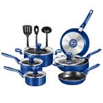 NutriChef Kitchenware Pots & Pans-Stylish Kitchen Cookware, Non-Stick (13-Piece Set), One Size, Blue