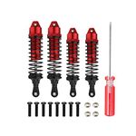 Pxyelec RC Car Shocks Absorber 4pcs Red Aluminum RC Car Shock Damper for Traxxas Slash 4x4 2WD Rustler Upgrades Accessory Parts, Replacement of 5862