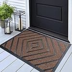 ubdyo Extra Durable Door Mat - Dirt Trapping Outdoor Welcome Mats - Non-Slip Outdoor Door Mats - Low Profile Front Door Mat - Doormat - Front Door Mat Indoor (30" x 17", Bright Brown)