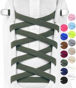 Stepace 2 Pairs Elastic No Tie Shoe Laces for Kids and Adults Sneakers, Stretch Flat Tieless Shoestrings Army Green 120